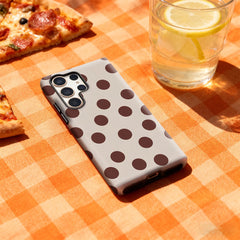 Brown Polka Dots Phone Case for Samsung Galaxy S25 Ultra S24 S23 Ultra Plus Glossy Double-layer Back Cover