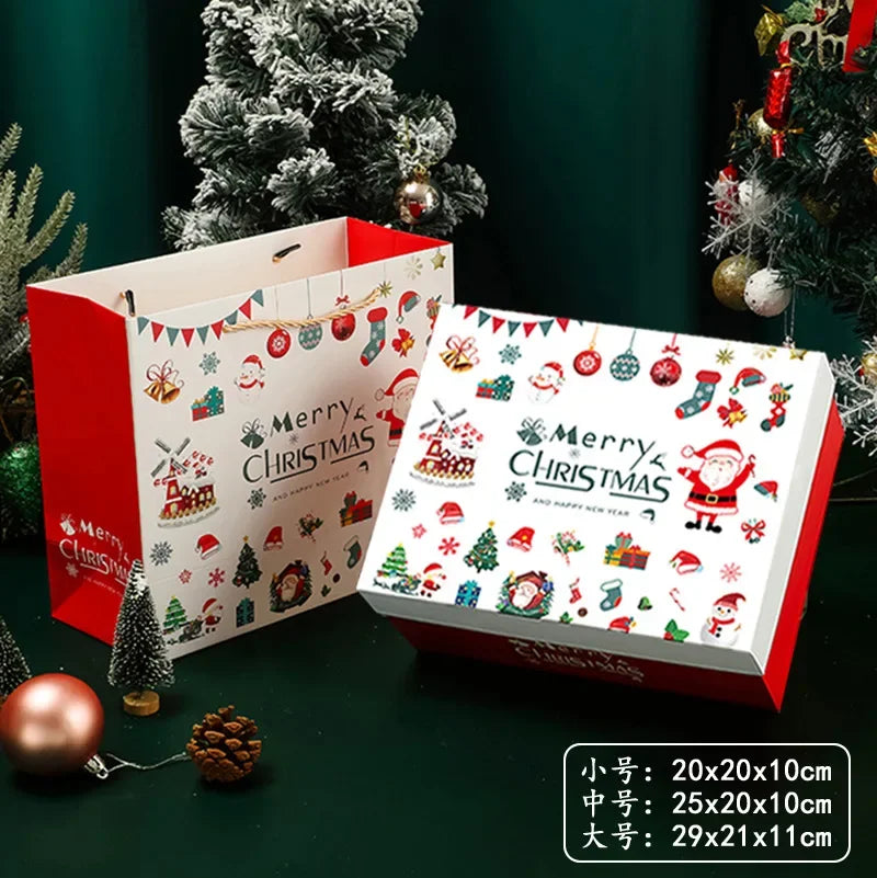 Merry Christmas Gift Box Handbag Set Present Package Handheld Box Lafite Grass Greeting Card Holiday Present Packing Set