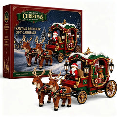 Santa Claus Reindeer Gift Sleigh Building Blocks, Christmas Theme Assembly Model, Compatible Ornament