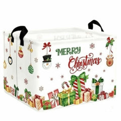 Cartoon Snowman Christmas Storage Basket Dwarf Pattern Large Capacity Christmas Gift Basket Rectangular Non-Woven