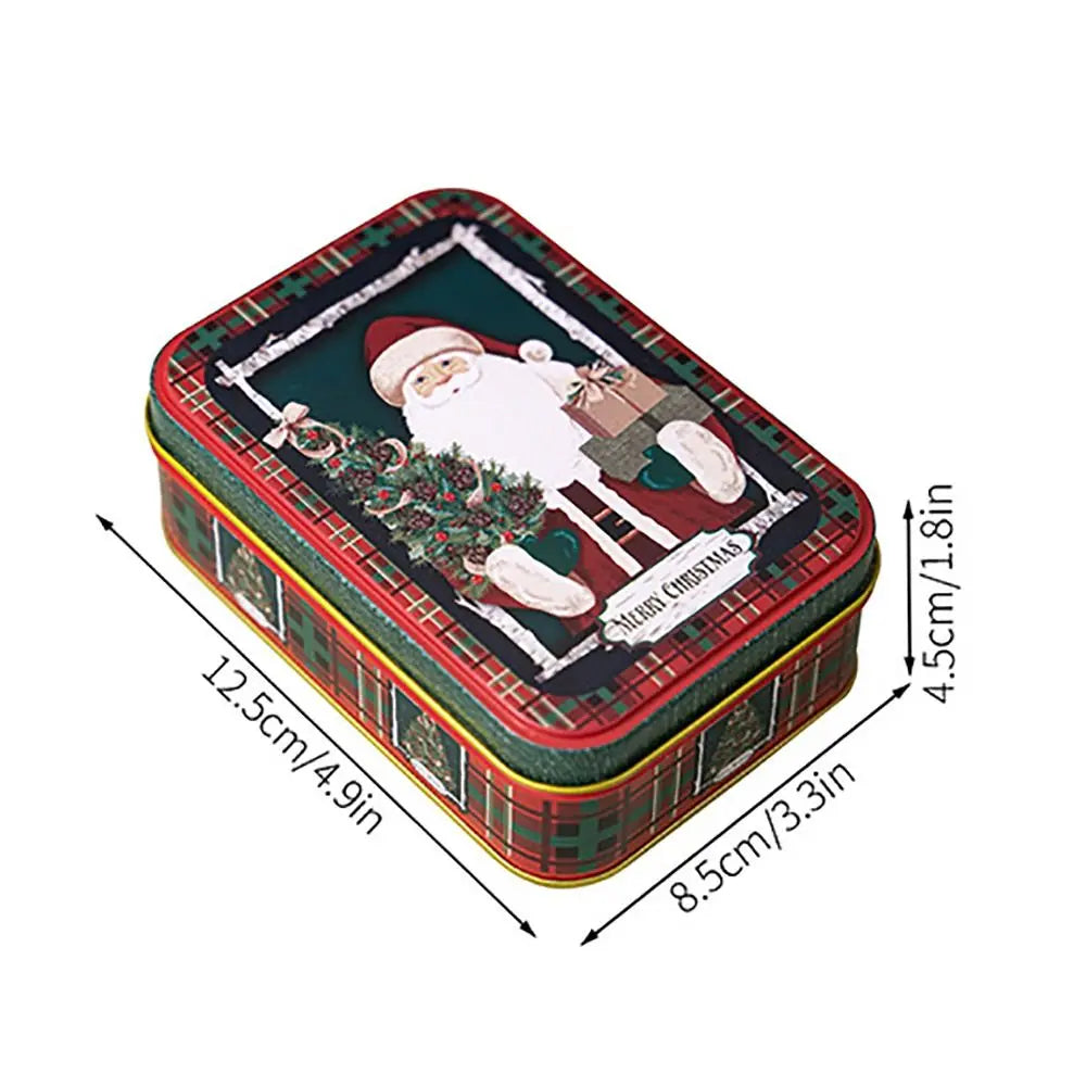 Cute Tinplate Christmas Tin Box Gift New Year Party Supplies Gift Box Festival Ornaments Candy Jar Christmas