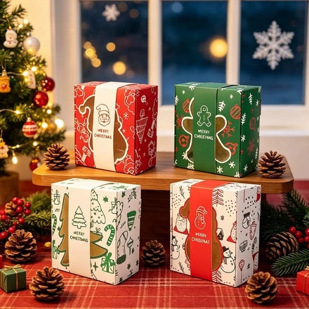 12Pcs Christmas Candy Boxes Cookie Biscuit Packing Christmas Decorations 2026 for Home Xmas Navidad Wrapping Gift Box New Year