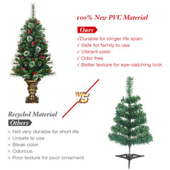 GOFLAME 4FT Artificial Christmas Tree with Glittered Branches-Green
