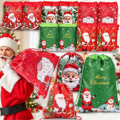 4-60pcs Christmas Drawstring Bags Non woven Sacks Xmas Wrapping Storage Bag for Christmas New Year Candy Goodie Gift Party Favor