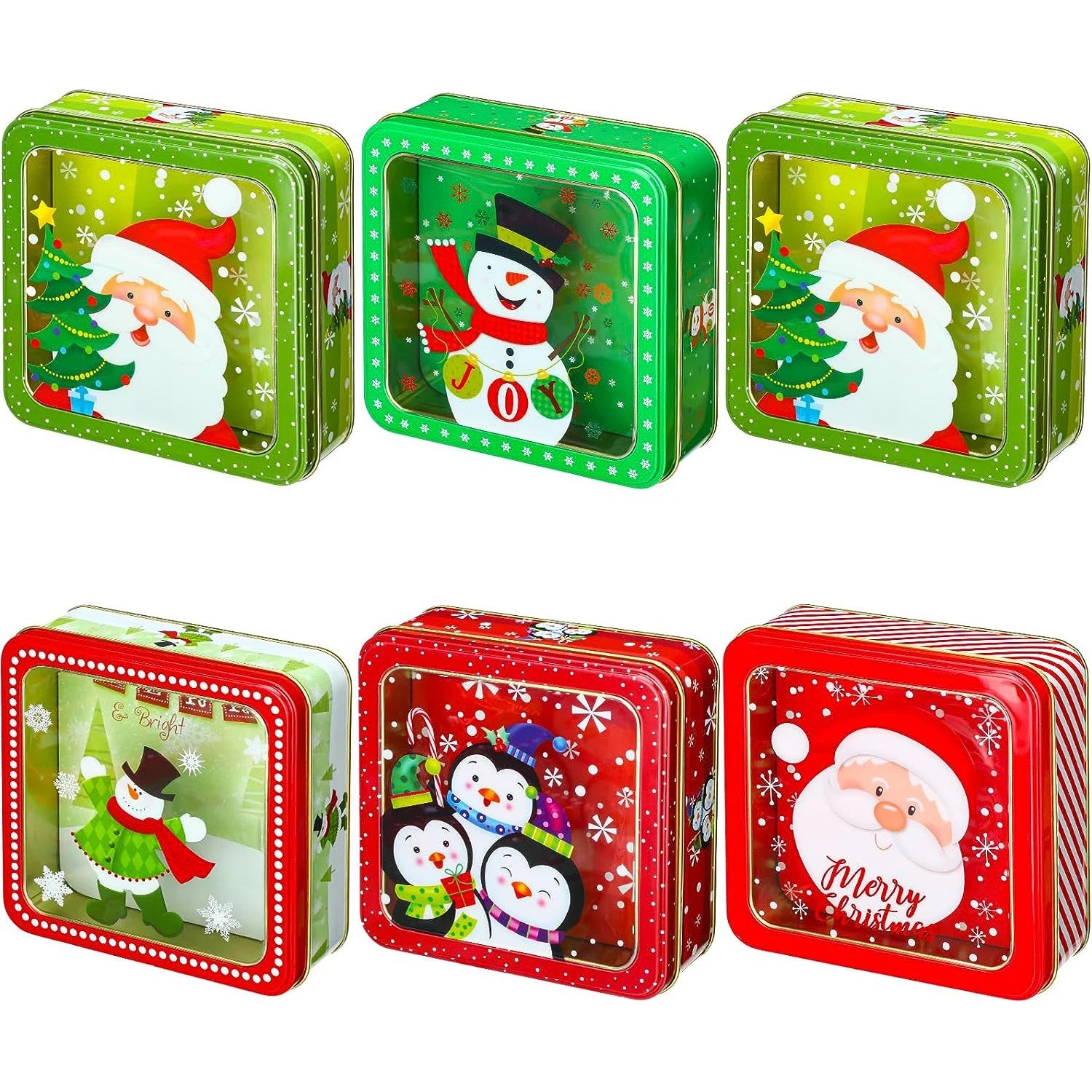 Square Christmas Tin Box Santa Claus Snowman Pattern Tin Box With Lid Cookie Box Mousse Cake Packaging Tin Box Home Storage Box