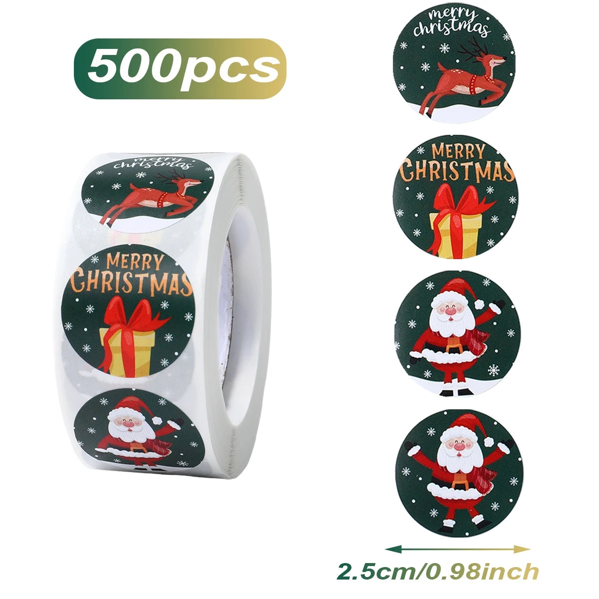Christmas Gift Box Stickers Merry Christmas Decor For Home 2024 Navidad Kerst Xmas Decor Noel Kerst Happy New Year Gift 2025