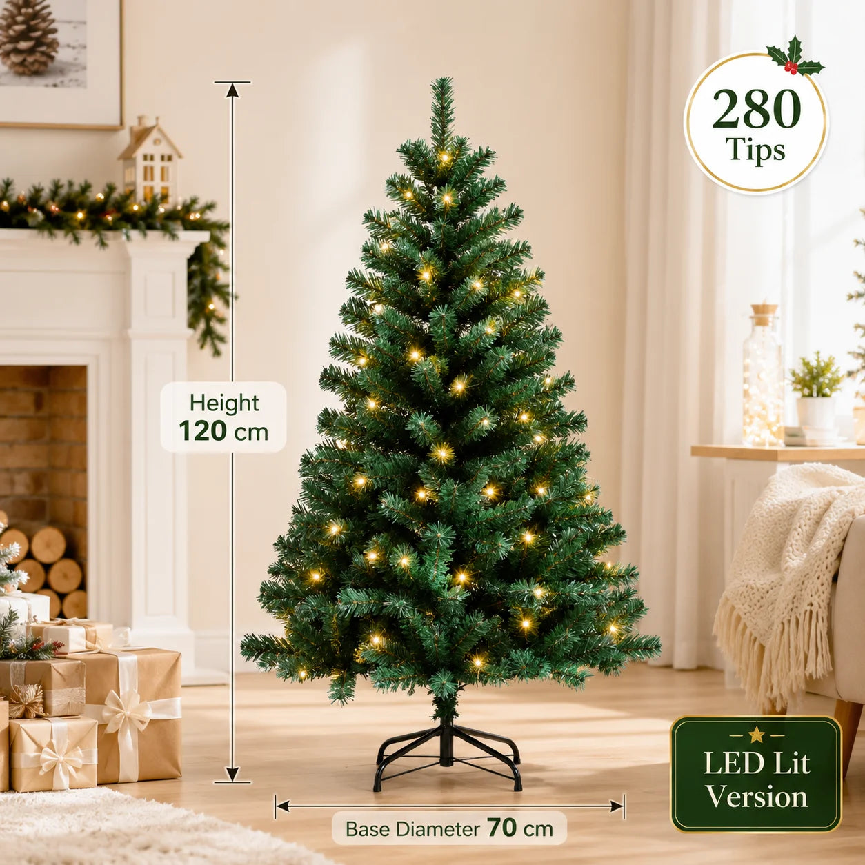 Large Artificial Christmas Tree PVC Encrypted with LED Lights Christmas Tree 120m To 300cm Family Christmas New Yea Party Decor