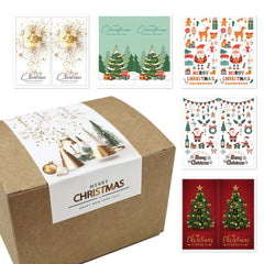 10-50Pcs New Merry Christmas Stickers 5x10cm Rectangle Red Christmas Gift Box Decor Seal Sticker Cute Santa Stickers Stationery