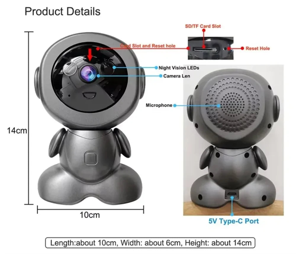 Home Surveillance Camera 4K IP Camera WiFi Security Camera Smart Home Auto Tracking CCTV Wireless Security Baby Monitor Camera