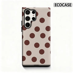 Brown Polka Dots Phone Case for Samsung Galaxy S25 Ultra S24 S23 Ultra Plus Glossy Double-layer Back Cover