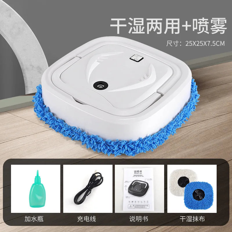 Robot Mopping Machine 3-in-1 Floor Cleaner with Spray Humidifier Dry Wet Use USB Intelligent Home Cleaning Tool