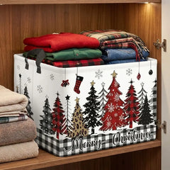 Cartoon Snowman Christmas Storage Basket Dwarf Pattern Large Capacity Christmas Gift Basket Rectangular Non-Woven