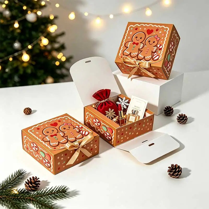1/5PCS Gingerbread Man Christmas Gift Box Holiday Candy Cookie Storage Box Xmas Party Present Packaging Decor