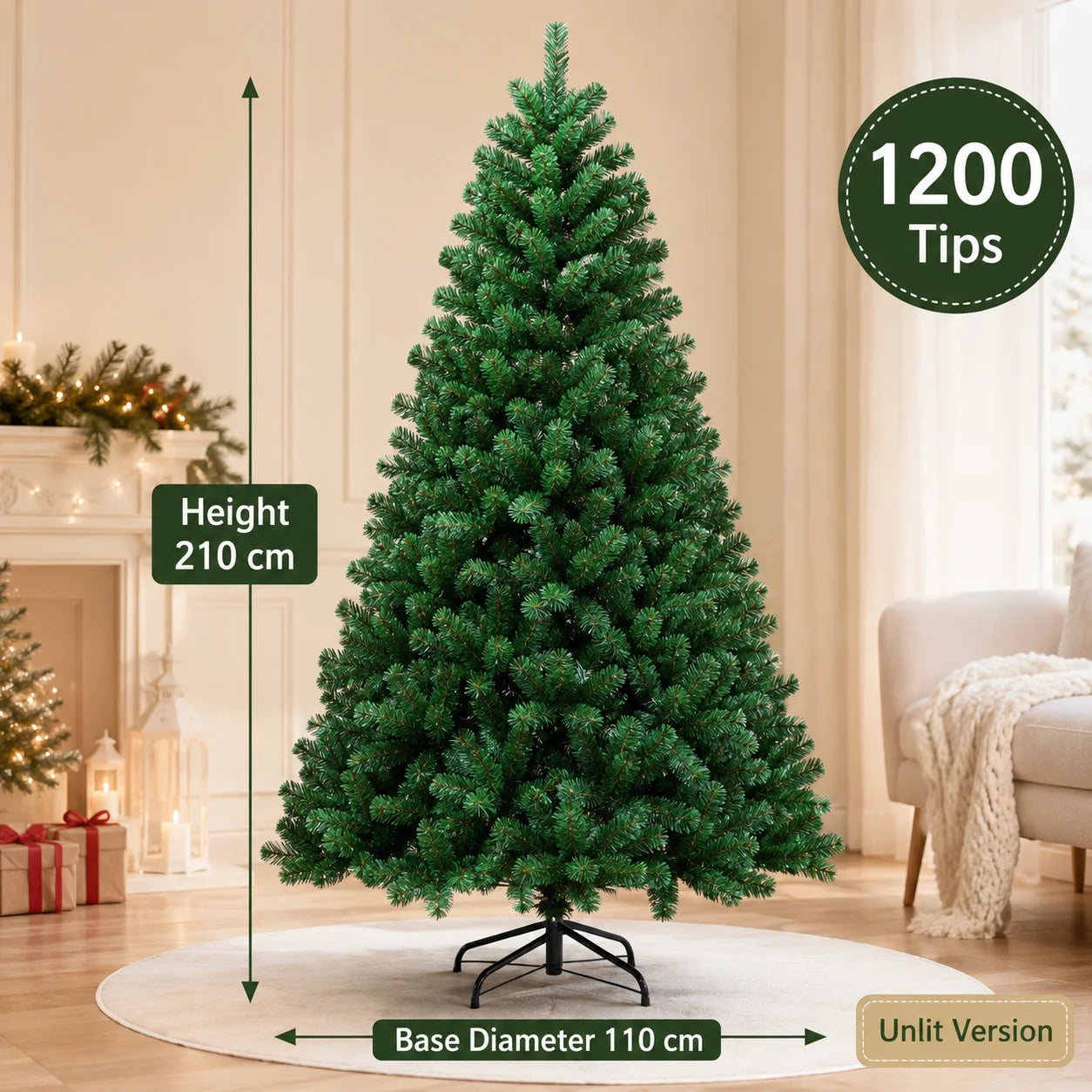 Large Artificial Christmas Tree PVC Encrypted with LED Lights Christmas Tree 120m To 300cm Family Christmas New Yea Party Decor