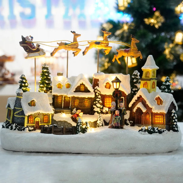 New Luminous Christmas Music House Flying Deer Christmas Decorations Festival Crafts