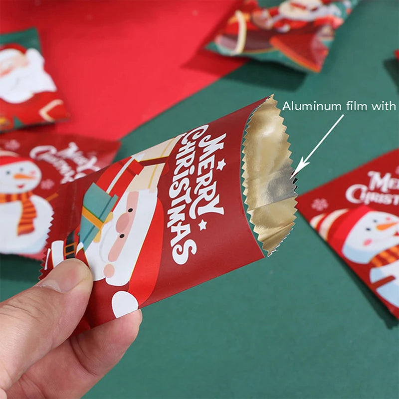 100Pcs 7*10Cm Christmas Hot Seal Bags For Handmade Candy Nougat Biscuit Packaging Christmas New Year Party Decoration
