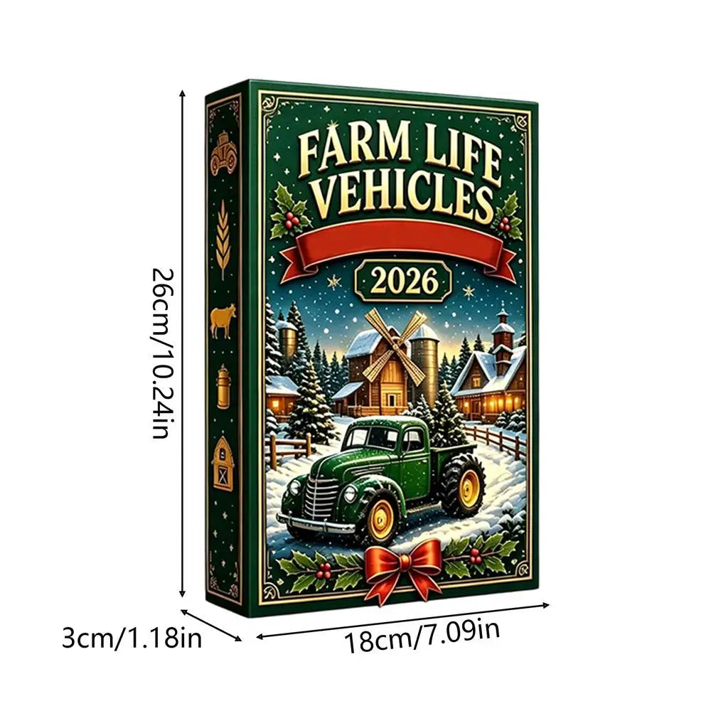 Christmas Calendar 2D 24-Day 2026 Advent Farm Vehicle Ornaments Trailer Statue Toys Christmas Countdown Calendar Christmas gift