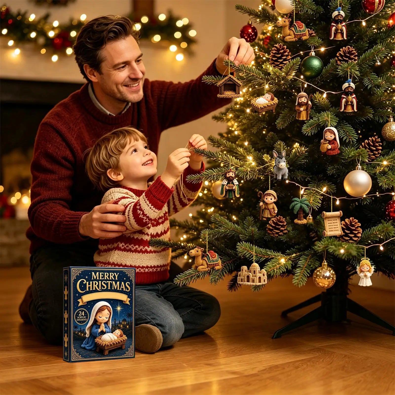 Christmas Countdown Calendar 24 Days 2026 Advent Nativity Scene Holiday Countdown for Kids Adults Home Winter Party Favors
