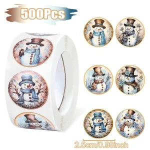 Christmas Gift Box Stickers Merry Christmas Decor For Home 2024 Navidad Kerst Xmas Decor Noel Kerst Happy New Year Gift 2025