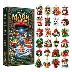 2026 Christmas Advent Calendar Magical Forest Animals Themed 24 Days 2D Acrylic Pendants Charms for Kids Adults Christmas Gifts