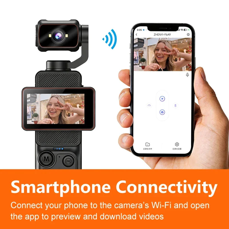 Lenovo 4K Handheld Gimbal Camera With Wi-Fi Transfer Image Stabilization HD Rotating Screen for Travel Outdoor Vlogging