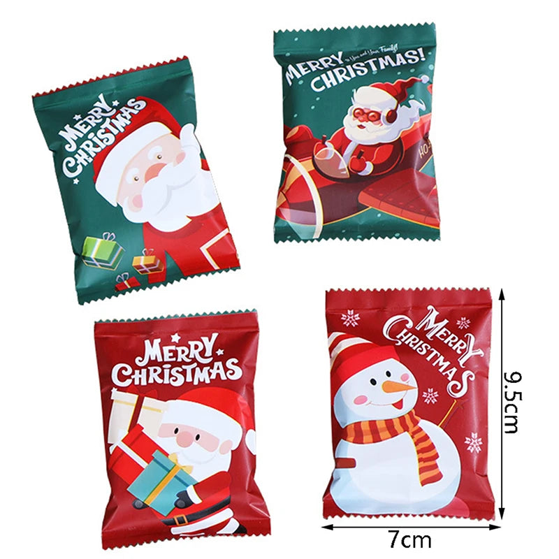 100Pcs 7*10Cm Christmas Hot Seal Bags For Handmade Candy Nougat Biscuit Packaging Christmas New Year Party Decoration