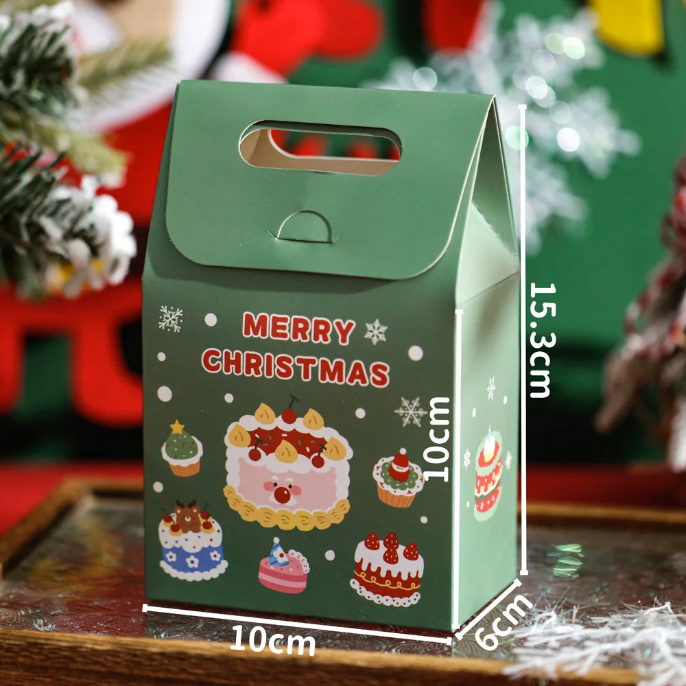 50Pcs Merry Christmas Handheld Gift Bags Xmas Party Favor Treat Boxes Cookie Chocolate Candy Packaging Boxes Decor Supplies