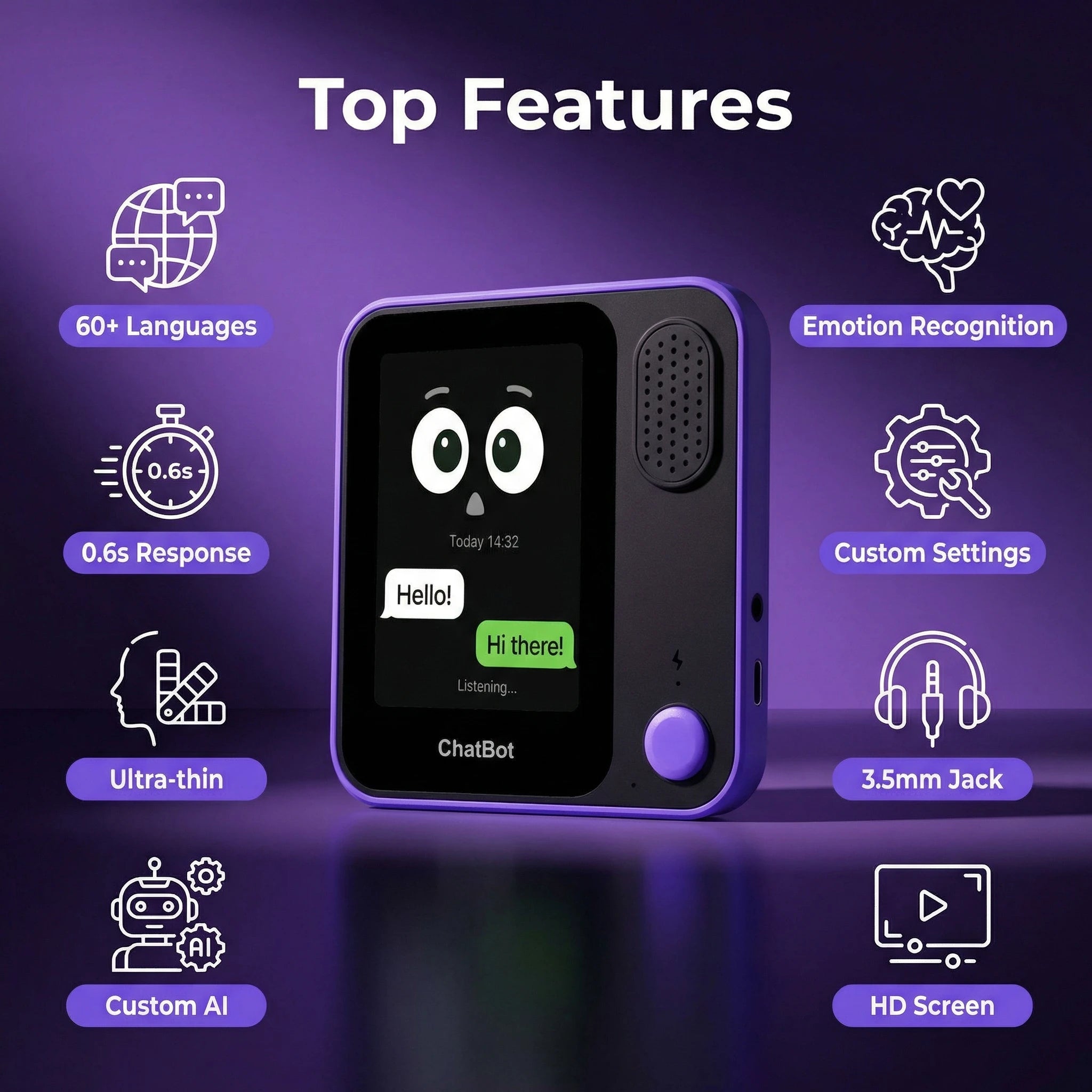 AI Voice Chatbot Custom Free GPT Companion Chatbot Multilingual Emotion Recognition Privacy Protection Free Shipping