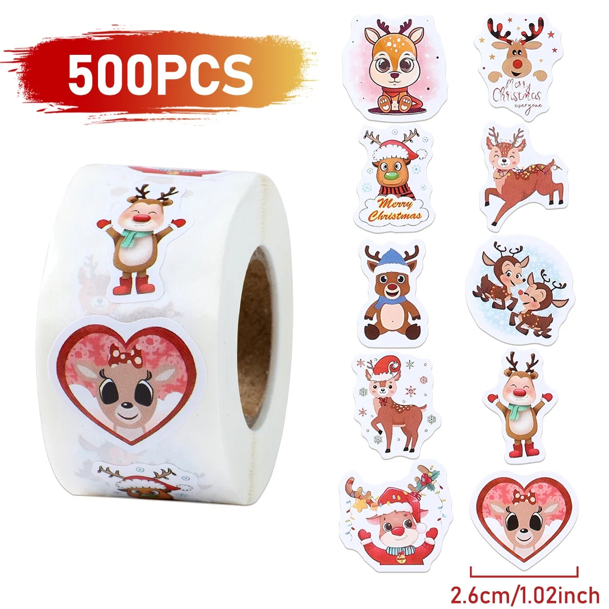 Christmas Gift Box Stickers Merry Christmas Decor For Home 2024 Navidad Kerst Xmas Decor Noel Kerst Happy New Year Gift 2025