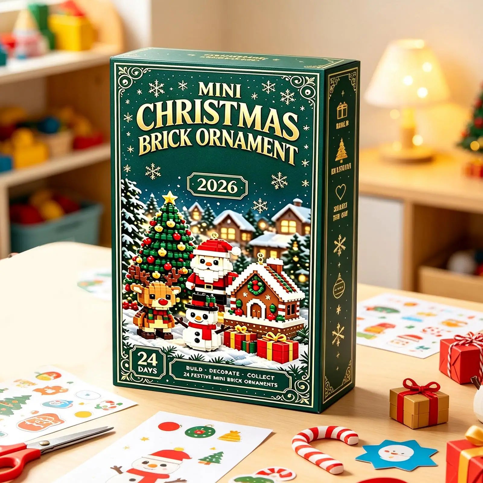 Christmas Advent Calendar 24 Days 2D Acrylic Santa Claus Ornaments Snowman Countdown Gift Box Xmas Home Decor