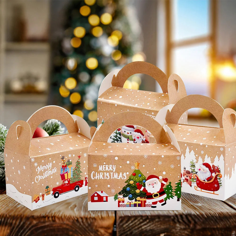 24pcs Christmas Candy Box, Mini Biscuit Box Kraft Paper Gift Bag, Party Gift Decoration, Christmas Tree Decoration，Gift Boxes