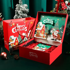 Merry Christmas Gift Box Handbag Set Present Package Handheld Box Lafite Grass Greeting Card Holiday Present Packing Set