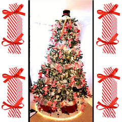10/50pcs Christmas Red Candy Box with Ribbons Chocolate Cookies Packaging Bag DIY Xmas Tree Ornaments Decoration Wedding Party