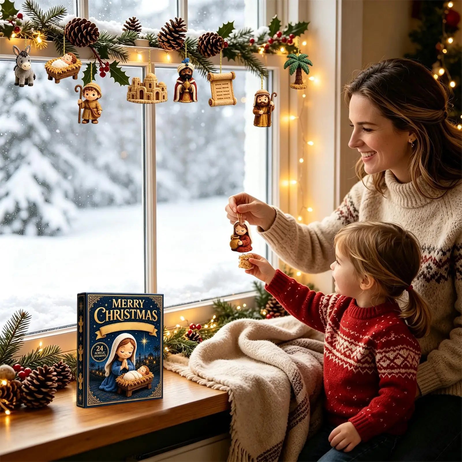Christmas Countdown Calendar 24 Days 2026 Advent Nativity Scene Holiday Countdown for Kids Adults Home Winter Party Favors