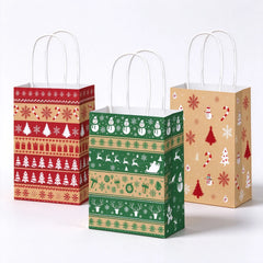 5-50pcs Christmas Paper Gift Bags with Handles Gingerbread House Merry Christmas Party Favor Treat Bags Goodie Candy Bags