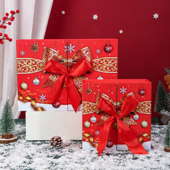 22×22×10cm Double Open Foldable Christmas Gift Box,4 Styles Empty Box for Xmas Candy Present Packaging Holiday Gift Decor