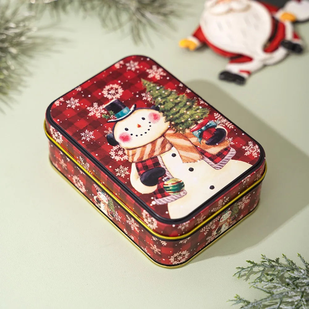 Cute Tinplate Christmas Tin Box Gift New Year Party Supplies Gift Box Festival Ornaments Candy Jar Christmas