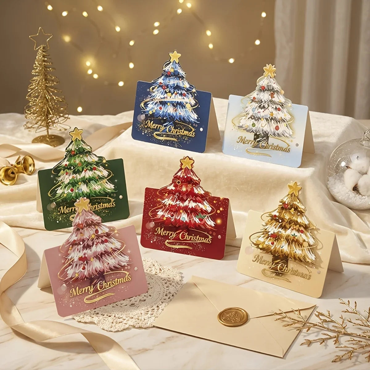 12 Pack 3D Pop Up Christmas Greeting Cards, Merry Christmas Cards Handmade Cards with Envelopes Xmas Gift Cards for Christmas