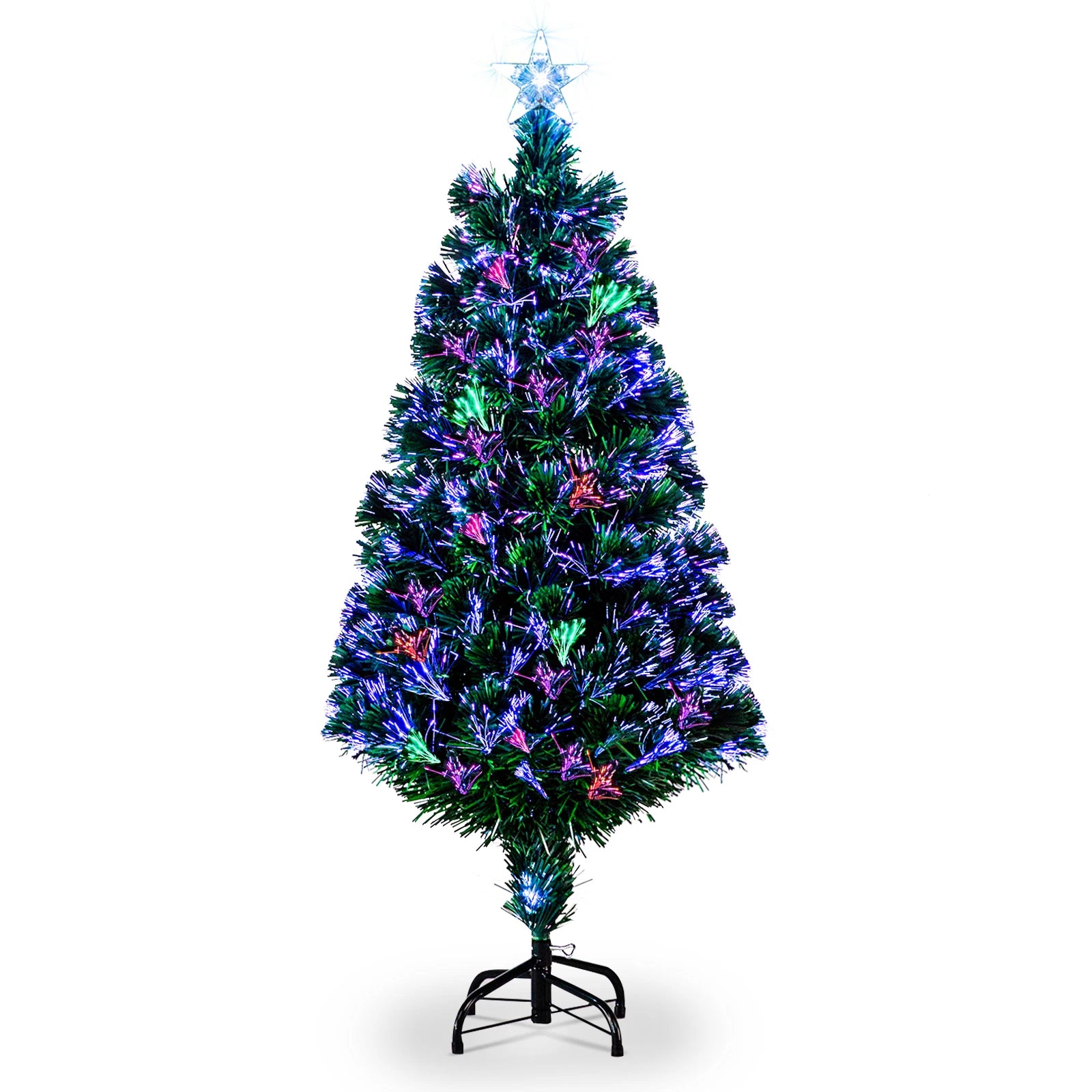 4-Foot Green Fiber Optic Christmas Tree with 120 Branches - Including PVC, Iron Frame, and Adapter - Suitable for Home, Office, Party, and Holiday Decoration - Durable, Easy to Install, Christmas Gift Box Decoration