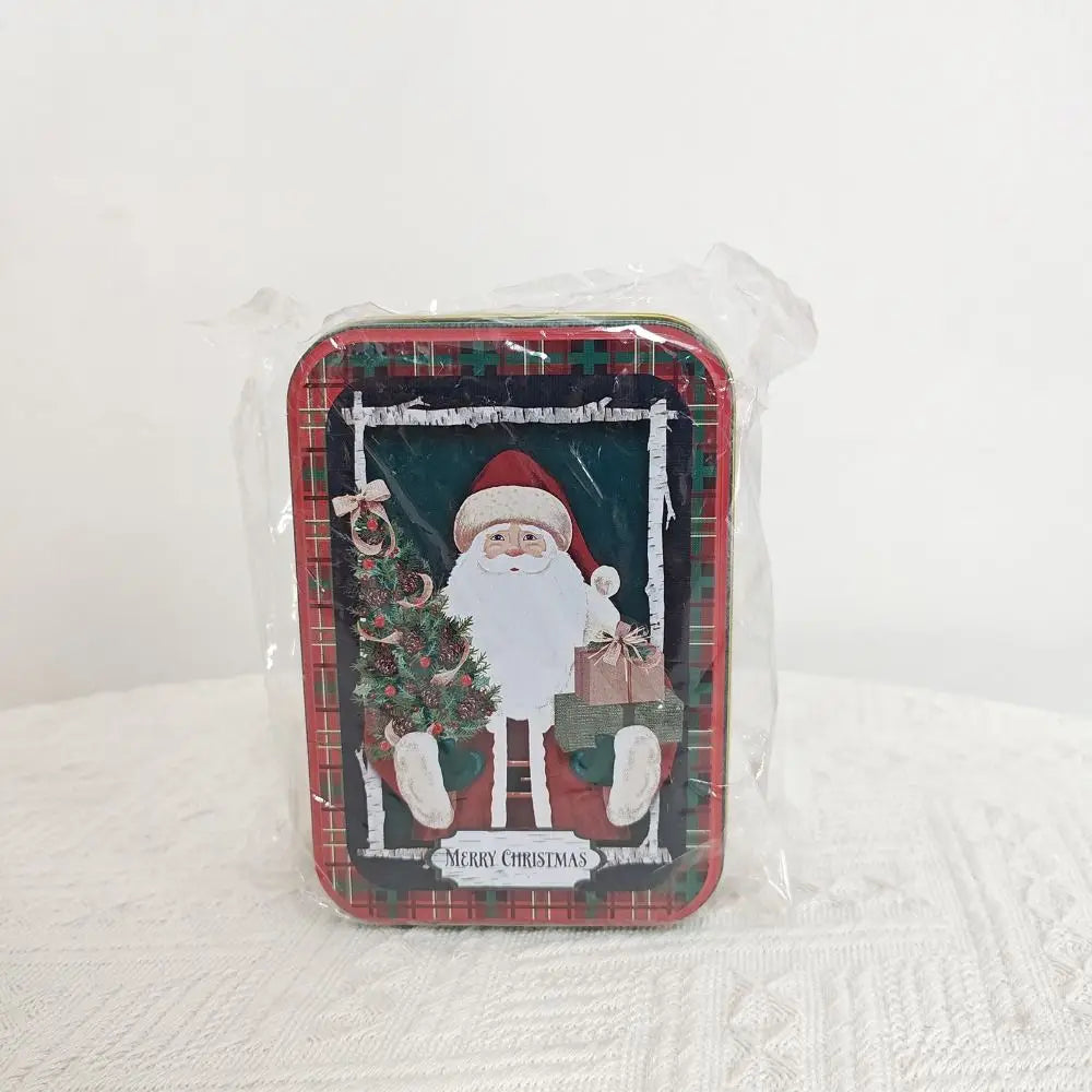 Cute Tinplate Christmas Tin Box Gift New Year Party Supplies Gift Box Festival Ornaments Candy Jar Christmas