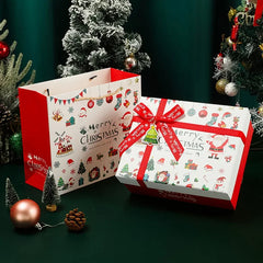 Merry Christmas Gift Box Handbag Set Present Package Handheld Box Lafite Grass Greeting Card Holiday Present Packing Set