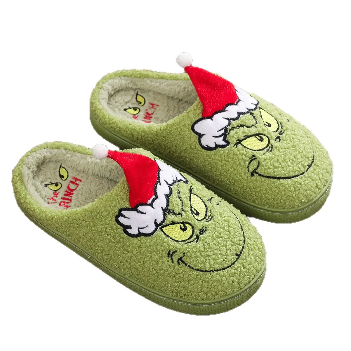 2026 Autumn Winter Fashion New Plus Size Men's Home Slippers Indoor Lazy Green Fur Monster Plush Flat Bottom Comfortable
