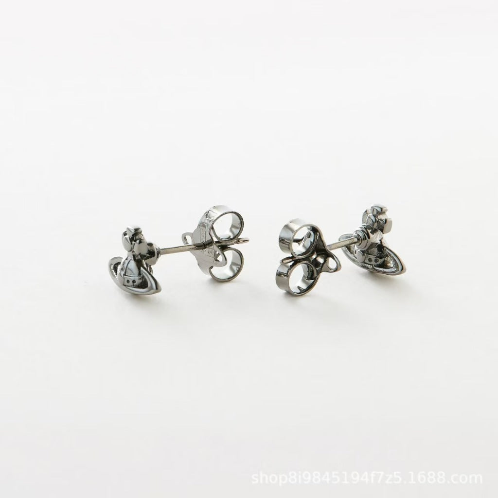 Mini Saturn Earrings - Black