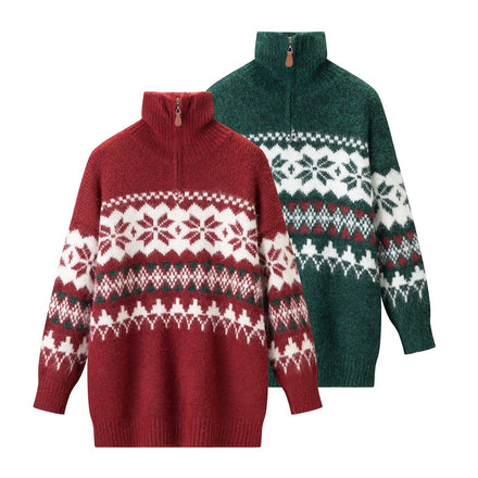 Relaxed Fit Casual Half-zip Turtleneck Sweater