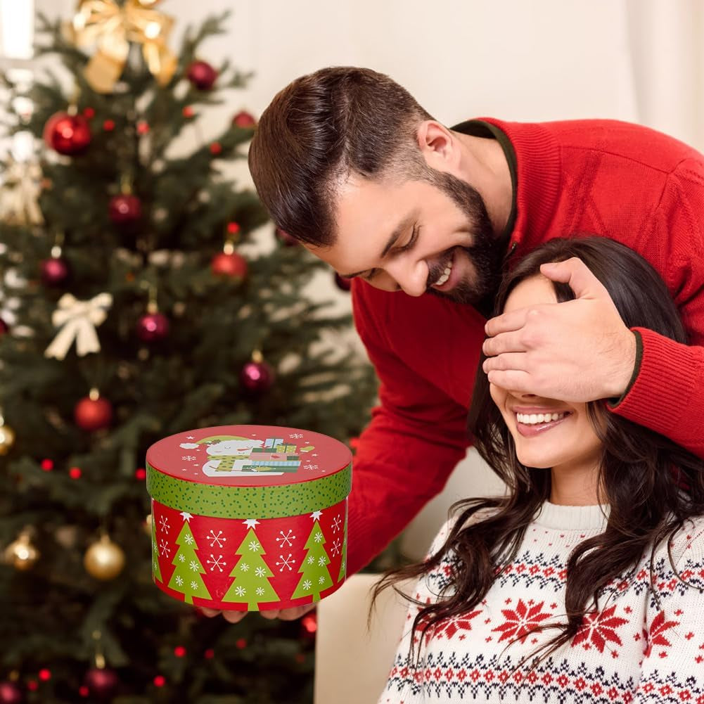 Round Gift Boxes with Lids for Presents Paper Floral Boxes for Christmas