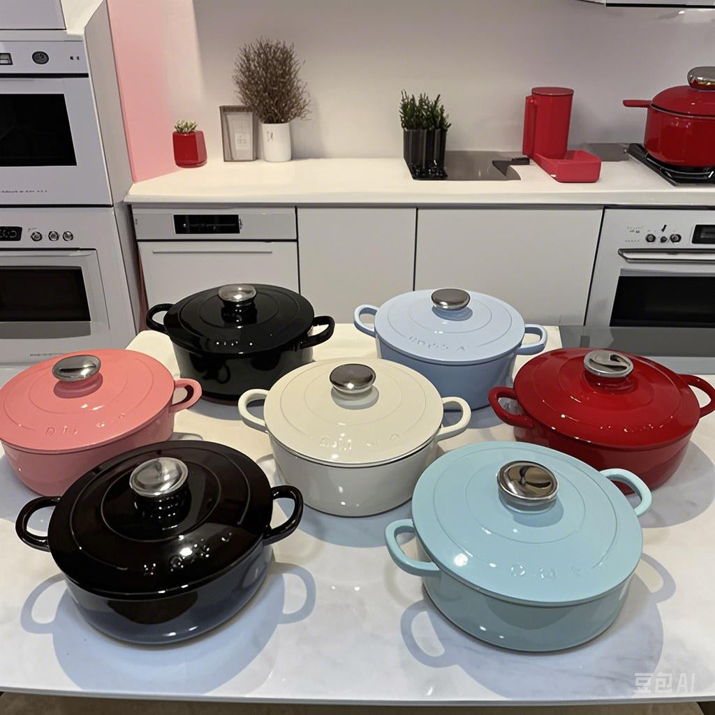 Ecocity Cast Iron Casserole Pot, 24cm Non-Stick Soup Pot