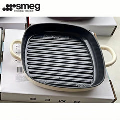 Ecocity Cast Iron Casserole Pot, 24cm Non-Stick Soup Pot - SMEG_Beige 26cm