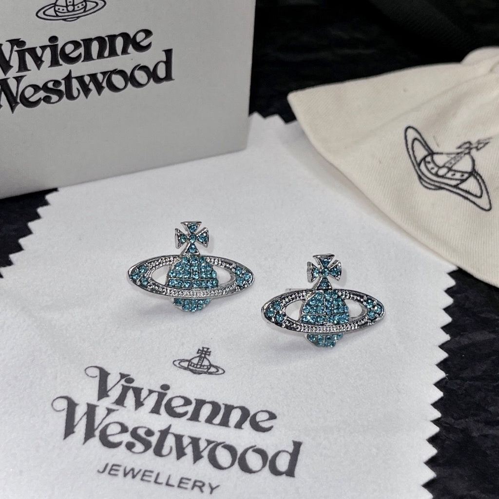 Ecocity Saturn Earrings, Gift Packaging - Blue Diamond